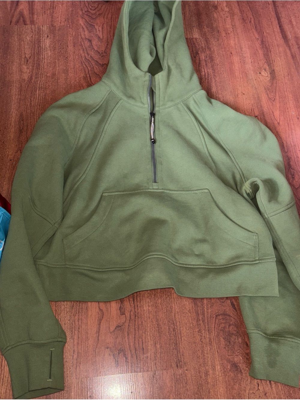 Lululemon Women's Green Oversized Cropped Half-Zip Hoodie Size XS/S